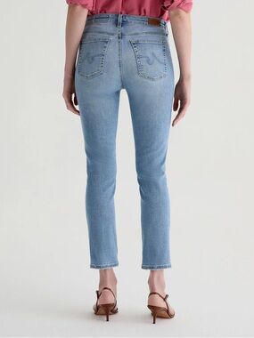 AG JEANS Mari Crop High Rise Slim Straight Cut Off 27” Inseam Light Wash Denim